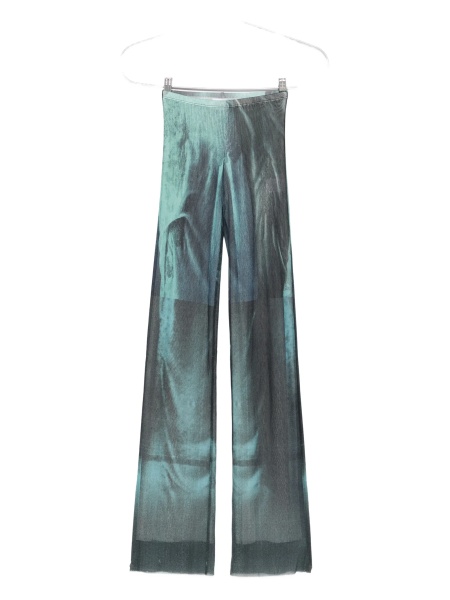 Pantaloni evazati Jean Paul Gaultier albastri din poliamida