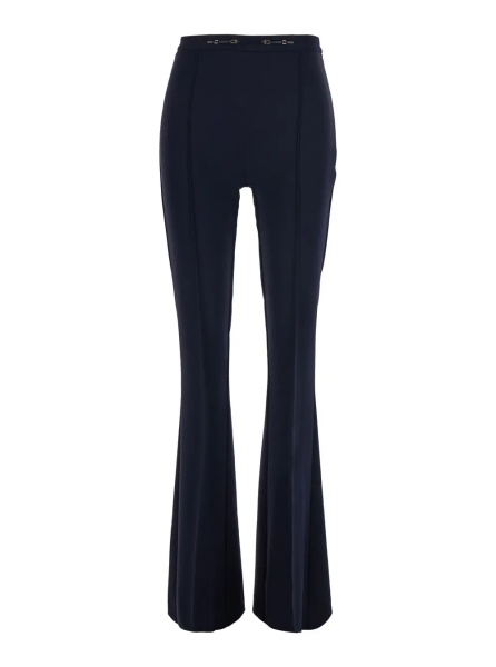 Pantaloni Flare Pants with Elegant Details and Blue Crepe Fabric