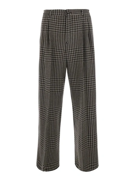 Pantaloni Gray Pants with Houndstooth Motif in Blend Wool for Men