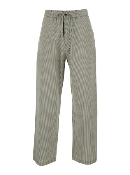 Pantaloni Green Pants with All-Over Striped Motif in Cotton Men