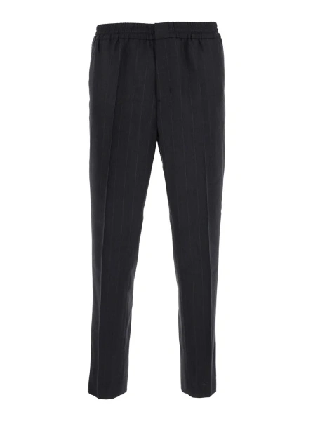 Pantaloni Grey pants with elasticated waist and all-over striped motif in cotton for men