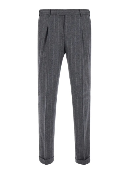 Pantaloni Grey Pants with front pleats and all-over stripes in wool blend Men
