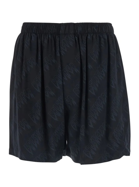 Pantaloni High-Waisted Shorts with Front Pockets in Black Viscose for Men