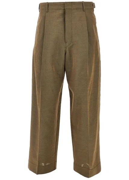 Pantaloni LEMAIRE verzi din lana si mohair