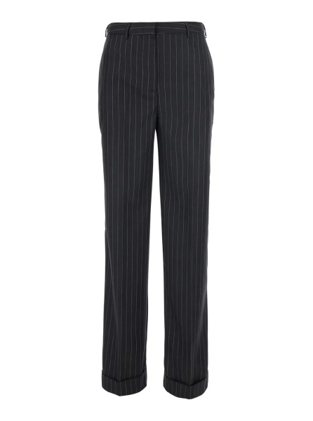 Pantaloni 'Lola' grey Pants with all-over stripe motif in wool blend for women