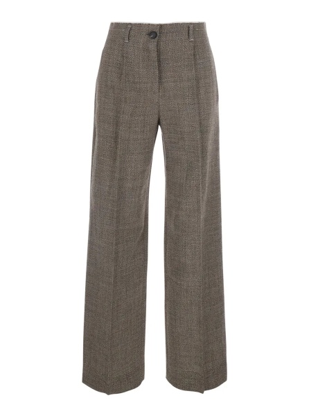 Pantaloni 'Martini' Gray Pants with Belt Loops in Blend Wool for Women