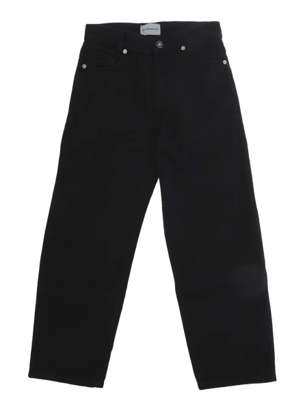Pantaloni Pants with pockets and ribbed hems in black cotton for Boy
