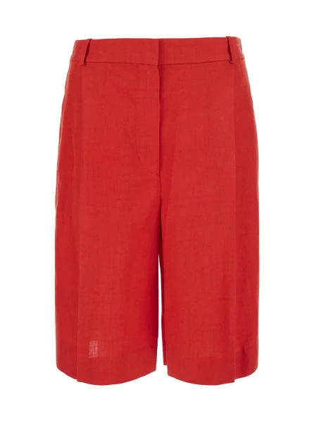 Pantaloni Red tailored shorts with single pleat in Viscose and Linen for women