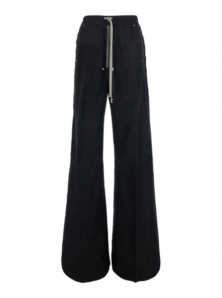Pantaloni Rick Owens negri din ramie si bumbac
