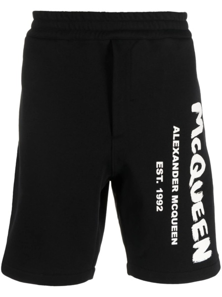 Pantaloni scurti Alexander McQueen negri din bumbac
