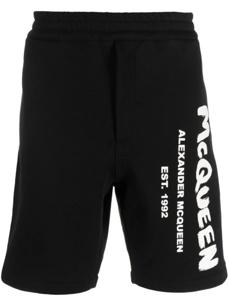Pantaloni scurti Alexander McQueen negri din bumbac