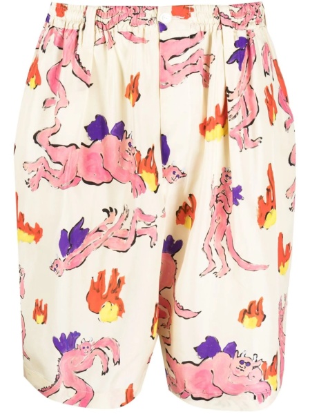Pantaloni scurti Marni neutri din matase