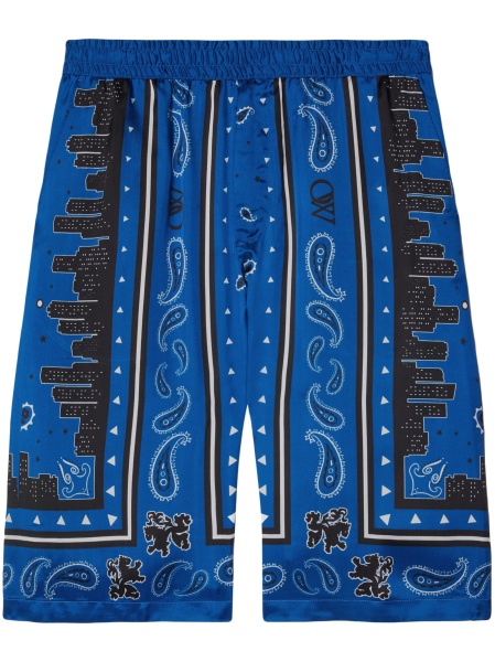 Pantaloni scurti Off-White albastri din vascoza