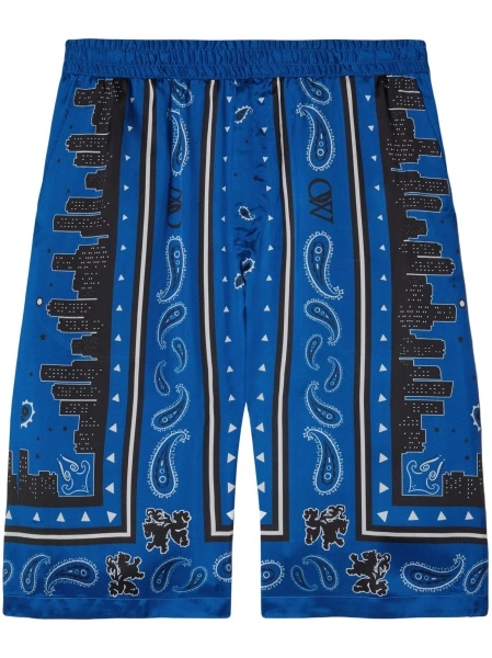 Pantaloni scurti Off-White albastri din vascoza