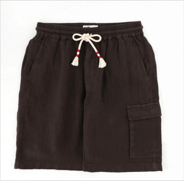 Pantaloni Shorts In Lino Con Coulisse