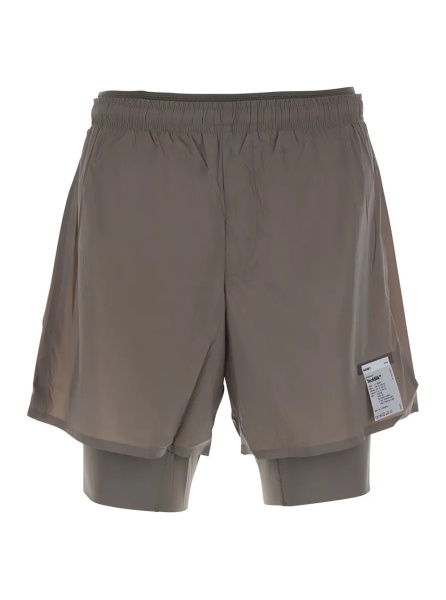 Pantaloni Shorts 'TechSilk' with Pockets and Elastic Waist in Tech Fabric Brown Men