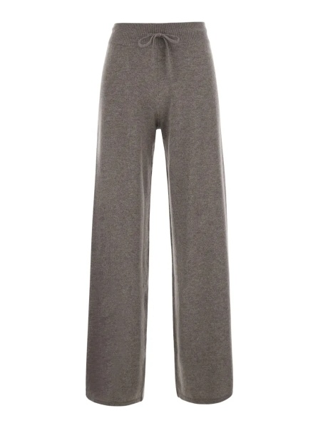 Pantaloni 'Sofi' Beige Trousers with Elastic Waist and Wide Leg in Cashmere for Women