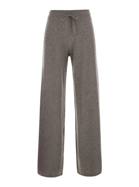 Pantaloni 'Sofi' Beige Trousers with Elastic Waist and Wide Leg in Cashmere for Women