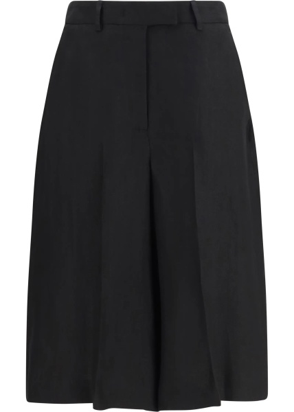 Pantaloni Straight-Leg Bermuda Shorts in twill with pleats