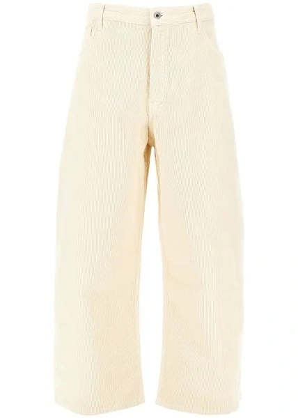Pantaloni STUDIO NICHOLSON albi din catifea reiata