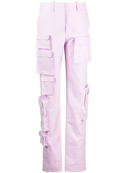 Pantaloni talie inalta Off-White violet din bumbac si poliamida
