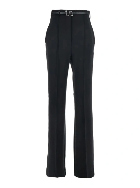 Pantaloni 'Texas' Black Pants with Belt with Metallic Buckle in Fabric Woman