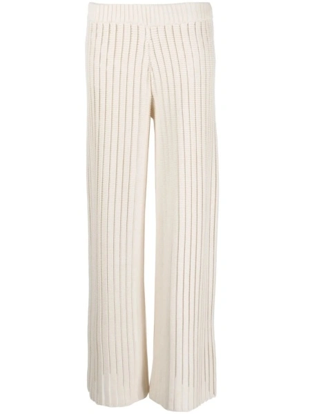 Pantaloni tricotati Fabiana Filippi albi din bumbac si nylon