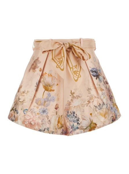 Pantaloni Valiant Tuck Short Skirt in pink silk and cotton for women