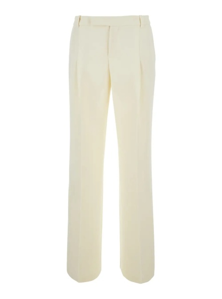 Pantaloni White Flared Pants with Front Pleats in Tech Fabric for Women
