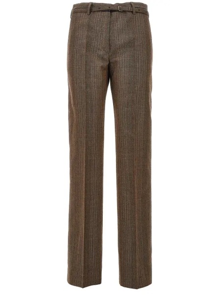 Pantaloni Wool straight pants with belt