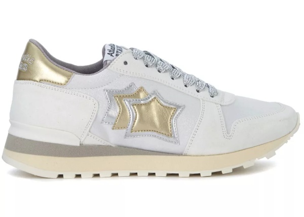 Pantofi Alhena White, Gold And Silver Leather Sneakers*