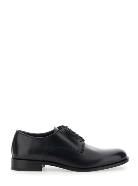 Pantofi Black derby shoes with laces on the front in leather for men