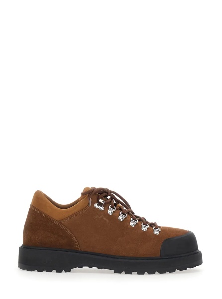 Pantofi Brown ankle boots with rubber lug sole and Logo lettering on the tongue in leather for men