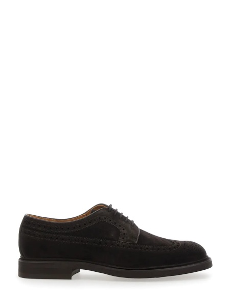 Pantofi Brown Oxford Shoes with Front Laces in Suede for Men