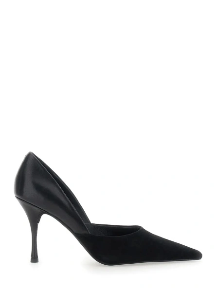 Pantofi cu toc Jeffrey Campbell negri din piele intoarsa