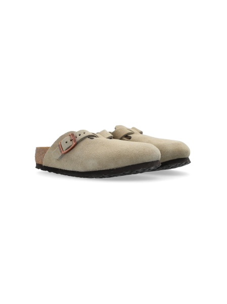 Papuci Birkenstock neutri din piele intoarsa