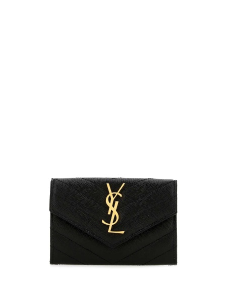 Portofel Saint Laurent Envelope negru din alama si piele