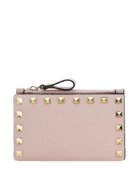 Portofel Valentino Garavani Rockstud roz din piele