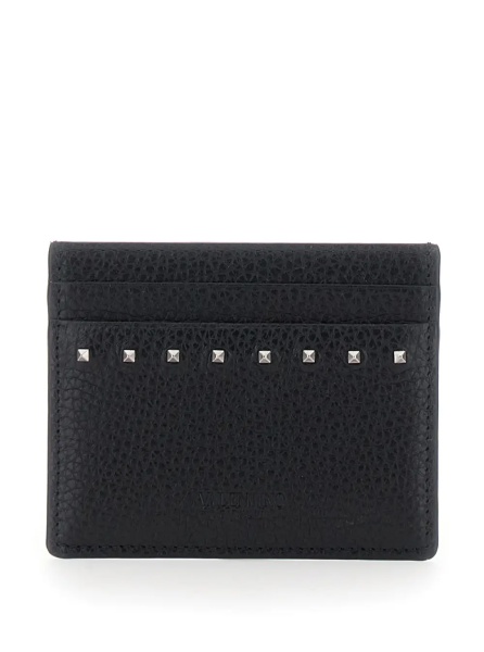 Portofele Black Card Holder with Rockstud Embellishments in Leather Man