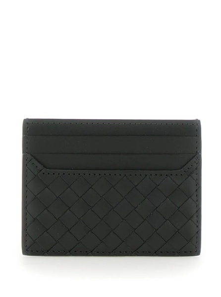 Portofele Green Card Holder with Intrecciato Motif in Leather Man