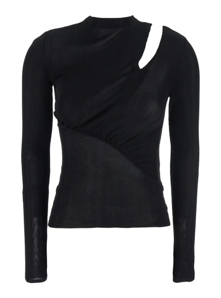 Pulover Black Long-Sleeve with Cut-Out Detail in Viscose Woman