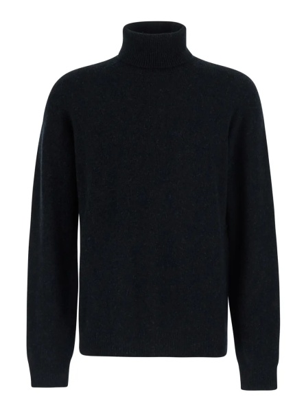 Pulover Black Turtleneck Sweater with High Collar and Long Sleeves in wool for Men