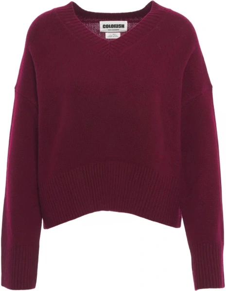 Pulover Colorush rosu din casmir 'Chunky'