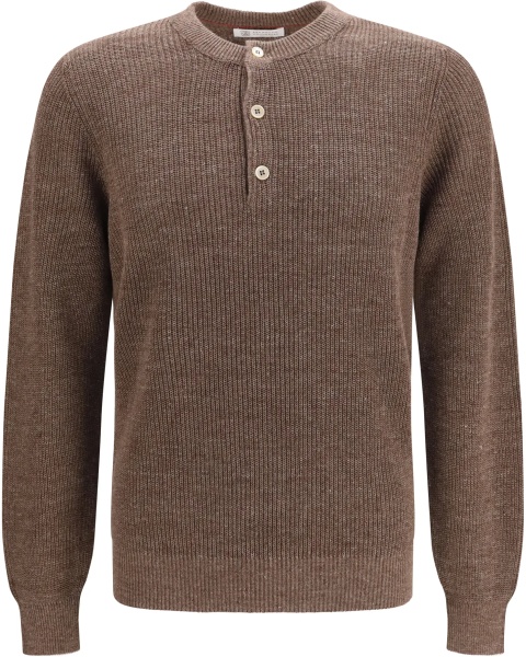 Pulover Cotton and linen henley Sweater