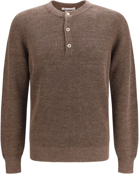 Pulover Cotton and linen henley Sweater