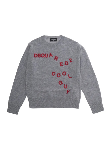 Pulover Gray Crewneck Sweater with Logo Lettering on the Front in Boy