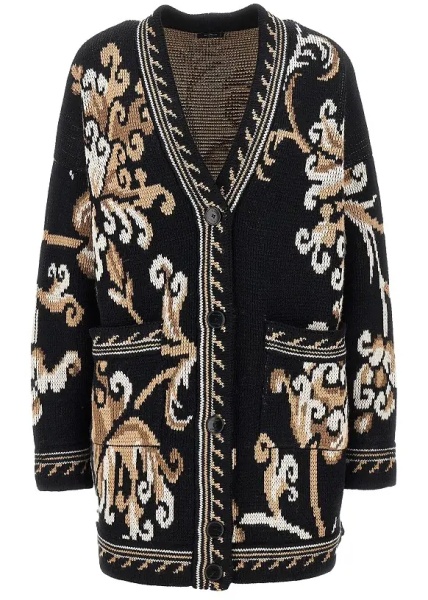 Pulover Jacquard wool cardigan
