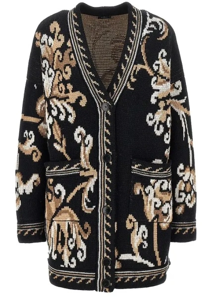 Pulover Jacquard wool cardigan