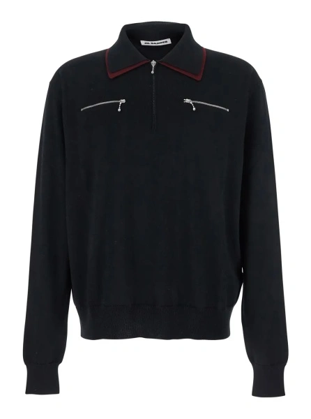 Pulover Jil Sander negru din lana
