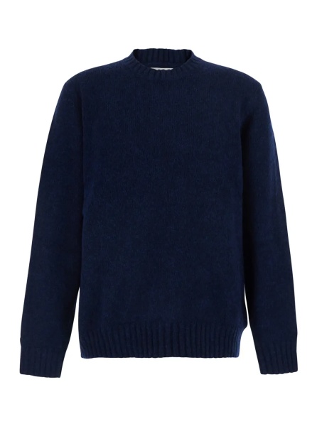 Pulover 'Lee' Blue Crew Neck Sweater with Long Sleeves in Wool for Men